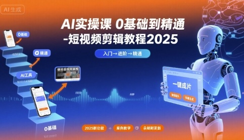 AI实操课0基础到精通-短视频剪辑教程2025-网亿资源平台