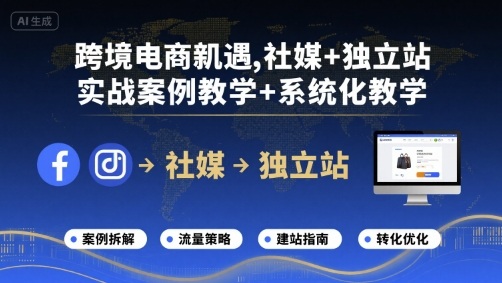 跨境电商新机遇，社媒+独立站，实战案例教学+系统化教学-网亿资源平台