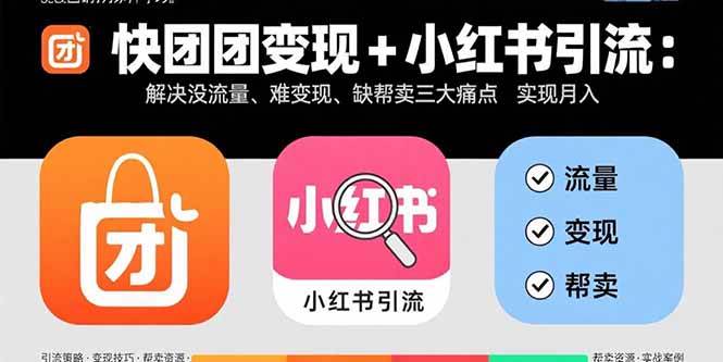 （15877期）快团团变现+小红书引流：解决没流量、难变现、缺帮卖三大痛点 实现月入3w+-网亿资源平台