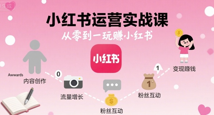 小红书运营实战课，从零到一玩賺小红书-网亿资源平台
