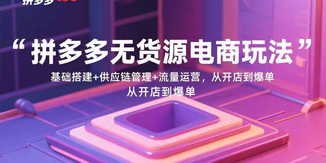 （15886期）拼多多无货源电商玩法：基础搭建+供应链管理+流量运营，从开店到爆单-网亿资源平台