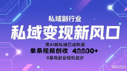 私域变现新风口：用AI做私域已成热潮，单条视频创收1k+，0基础副业轻松起步-网亿资源平台