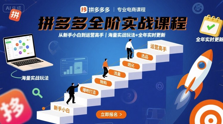 拼多多全阶实战课程，从新手小白到运营高手，海量实战玩法+全年实时更新【2025年9月更新】-网亿资源平台