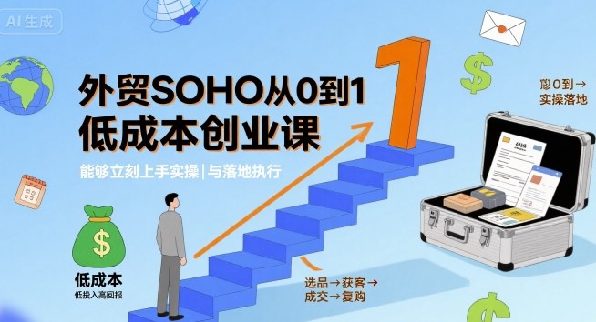 外贸SOHO从0到1低成本创业课，能够立刻上手实操与落地执行-网亿资源平台