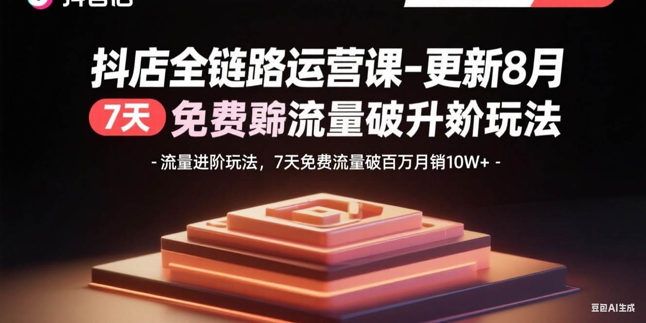 （15918期）抖店全链路运营课-更新8月：流量进阶玩法，7天免费流量破百万月销10W+-网亿资源平台