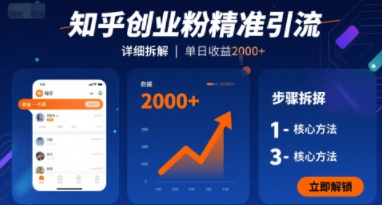 知乎创业粉精准引流，详细拆解，单日收益多张-网亿资源平台