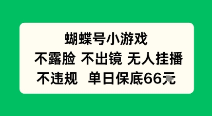 蝴蝶号小游戏，不露脸不出境 无人挂播，不违规 单日保底66米-网亿资源平台