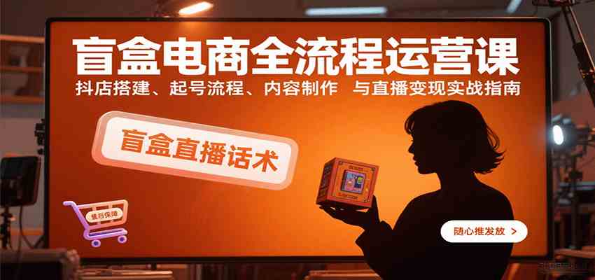 盲盒电商全流程运营课：抖店搭建、起号流程、内容制作与直播变现实战指南-网亿资源平台
