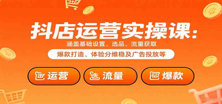 抖店运营实操课：涵盖基础设置、选品、流量获取、爆款打造、体验分维稳及广告投放等-网亿资源平台