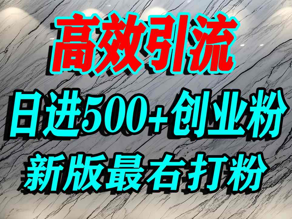 最右打创业粉，百分之九十九同行都不知道的空白蓝海，单人日引500+精准流量-网亿资源平台