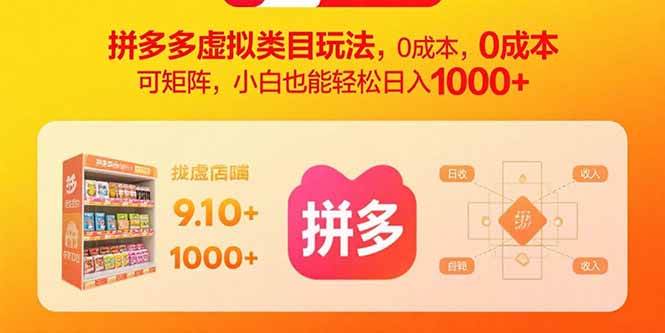 （15943期）拼多多虚拟类目玩法，0成本，可矩阵，小白也能轻松日入1000+-网亿资源平台