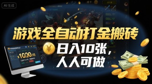 游戏全自动打金搬砖，日入10张，人人可做，纯干货，长期稳定收益项目【揭秘】-网亿资源平台