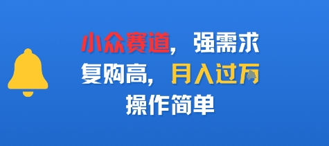 小众赛道，强需求，复购高，月入过w，操作简单-网亿资源平台