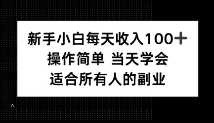新手小白每天收入100+,操作简单 当天学会 ,适合所有人的副业