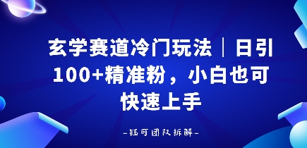 玄学赛道冷门玩法，日引100+精准粉，小白也可快速上手-网亿资源平台