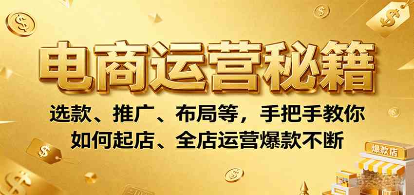 电商运营秘籍：选款、推广、布局等，手把手教你如何起店、全店运营爆款不断-网亿资源平台