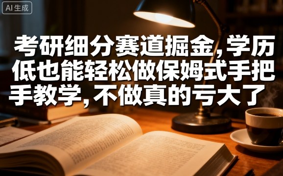 考研细分赛道掘金，日入1k+，学历低也能轻松做保姆式手把手教学，不做真的亏大了【揭秘】-邪修侠 - 演示