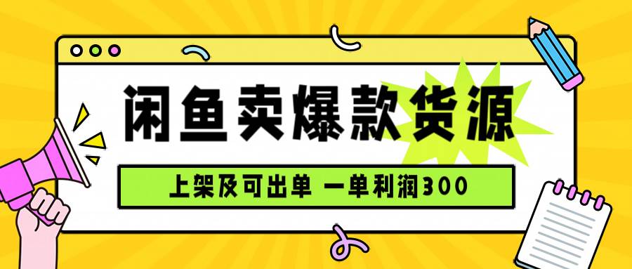 （15977期）闲鱼卖爆款货源，每天利润1000，上架即出单-网亿资源平台