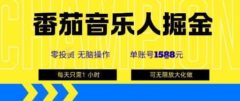 番茄音乐人掘金,单账号最高可撸1k+,可无限矩阵去做,零投入-网亿资源平台