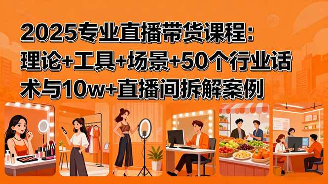 （15988期）2025专业直播带货课程：理论+工具+场景+50个行业话术与10w+直播间拆解案例-网亿资源平台