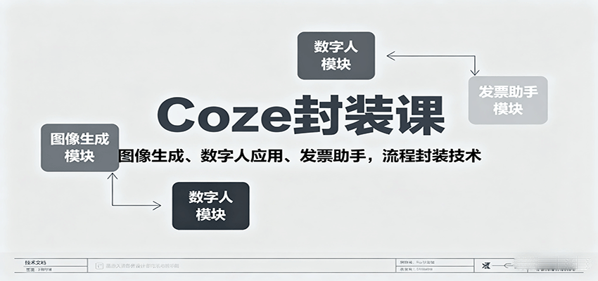 Coze封装课，图像生成、数字人应用、发票助手，流程封装技术-网亿资源平台