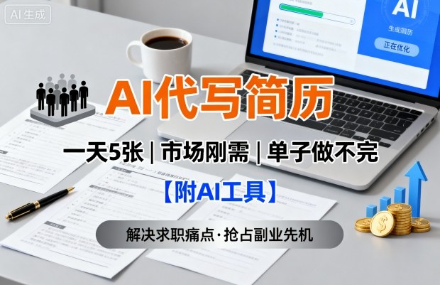 AI代写简历，一天5张，今年找工作难，市场刚需，单子做不完【附AI工具】-网亿资源平台