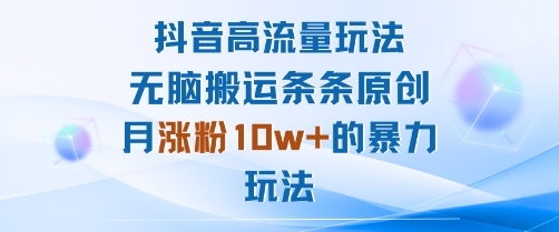 抖音高流量玩法:无脑搬运条条原创,月涨粉10w+的暴力玩法-邪修侠 - 演示