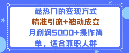 小众赛道玩法：当下最热门的变现方式，精准引流+被动成交月利润5k+操作简单，适合兼职人群-网亿资源平台