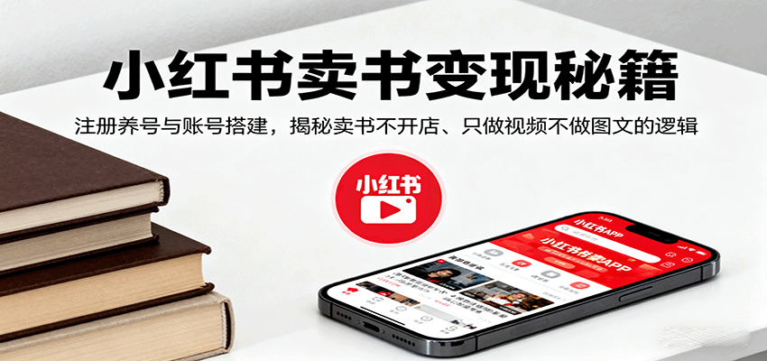 小红书卖书变现秘籍，注册养号与账号搭建，揭秘卖书不开店、只做视频不做图文的逻辑-网亿资源平台