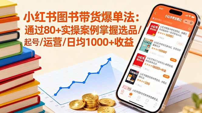 （16015期）小红书图书带货爆单法：通过80+实操案例掌握选品/起号/运营/日均1000+收益-网亿资源平台