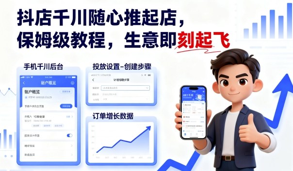 抖店千川随心推起店，保姆级教程，生意即刻起飞-邪修侠 - 演示