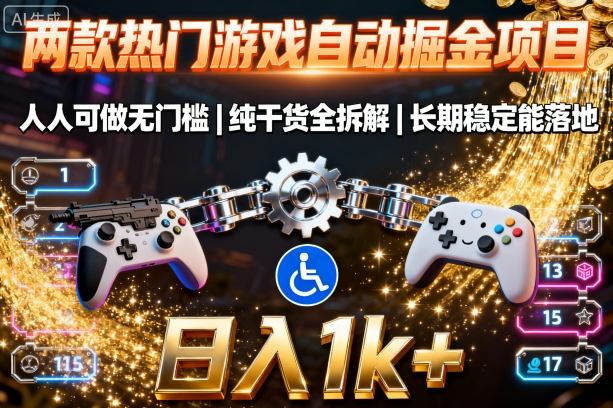 两款热门游戏自动掘金项目，人人可做无门槛，纯干货全拆解，长期稳定能落地，日入1k+【揭秘】-网亿资源平台