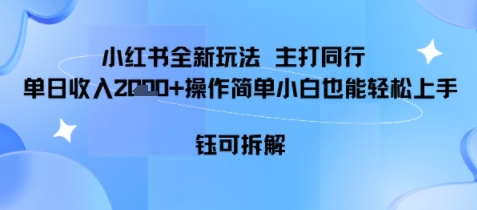小红书同行项目，单日收益多张小白可轻松上手-网亿资源平台