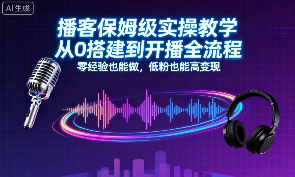 播客保姆级实操教学，从0搭建到开播全流程，零经验也能做，低粉也能高变现-网亿资源平台