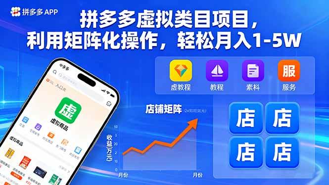 （16025期）拼多多虚拟类目项目，利用矩阵化操作，轻松月入1-5W-网亿资源平台