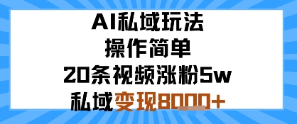 AI私域玩法，操作简单，20条视频涨粉5w，私域变现8k+-网亿资源平台