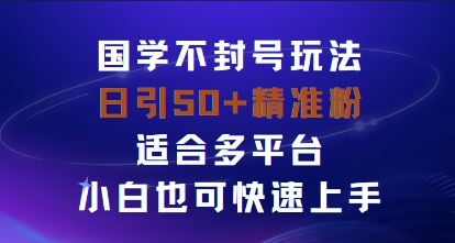国学赛道不封号玩法，日引50+精准粉适合多平台，小白也可快速上手-网亿资源平台