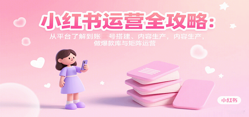 小红书运营全攻略：从平台了解到账号搭建、内容生产，做爆款库与矩阵运营-网亿资源平台