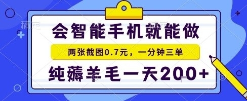 手机项目，二十秒一单，纯薅羊毛一天2张+做就有【揭秘】-网亿资源平台