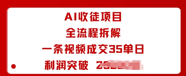 AI收徒项目全流程拆解一条视频成交35单日利润突破1k+-网亿资源平台