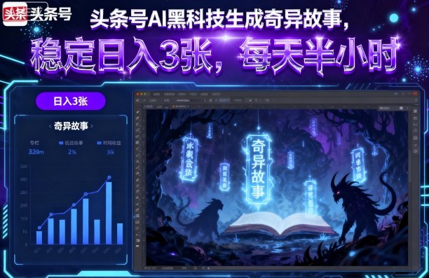 头条号AI黑科技生成奇异故事，稳定日入3张，每天半小时-邪修侠 - 演示
