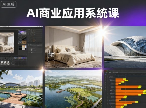 AI商业应用系统课，室内-软装-建筑-景观，智能设计+效果图+动画画实战-网亿资源平台