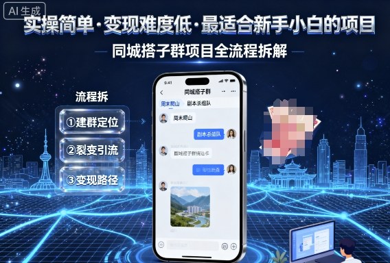 实操简单,变现难度低,最适合新手小白做的项目,每天轻松收入3张,同城搭子群项目全流程拆解-网亿资源平台