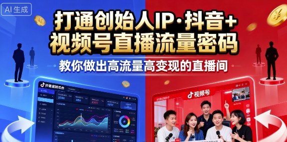 25年直播9-10两期线下课，打通创始人IP，抖音+视频号直播流量密码，教你做出高流量高变现的直播间-网亿资源平台