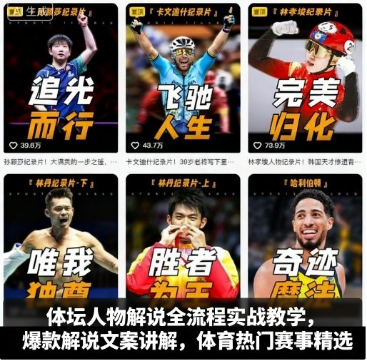体坛人物解说全流程实战教学，爆款解说文案讲解，体育热门赛事精选-网亿资源平台