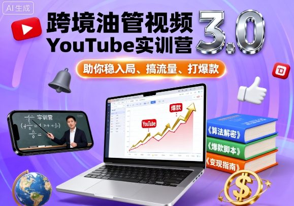 跨境油管视频YouTube实训营3.0，助你稳入局、搞流量、打爆款-邪修侠