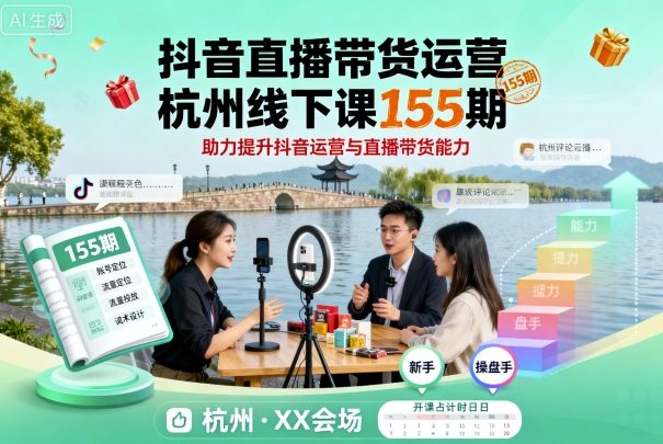 抖音直播带货运营杭州线下课155期，助力提升抖音运营与直播带货能力-网亿资源平台