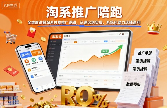 淘系推广陪跑，全维度讲解淘系付费推广逻辑，从理论到实操，系统化助力店铺盈利-网亿资源平台