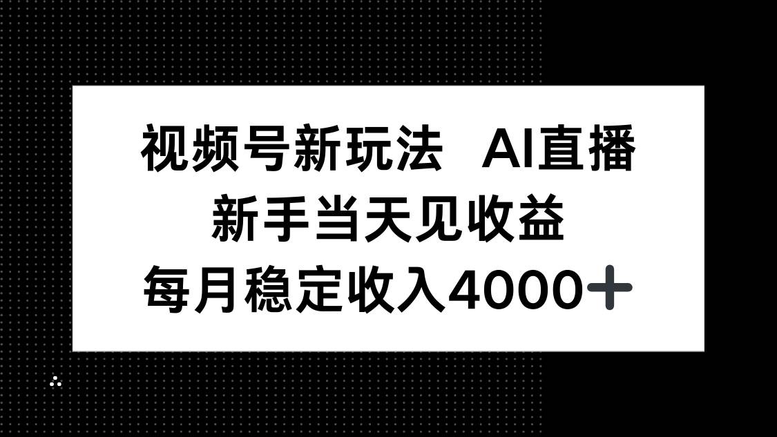 （16080期）视频号新玩法AI直播，新手小白当天见收益，月入4000+-网亿资源平台