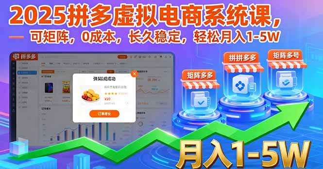 （16088期）2025拼多多虚拟电商系统课，可矩阵，0成本，长久稳定，轻松月入1-5W-网亿资源平台